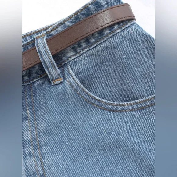 CIDER WOMENS Denim shorts with belt high waisted size M NWT - Picture 8 of 12